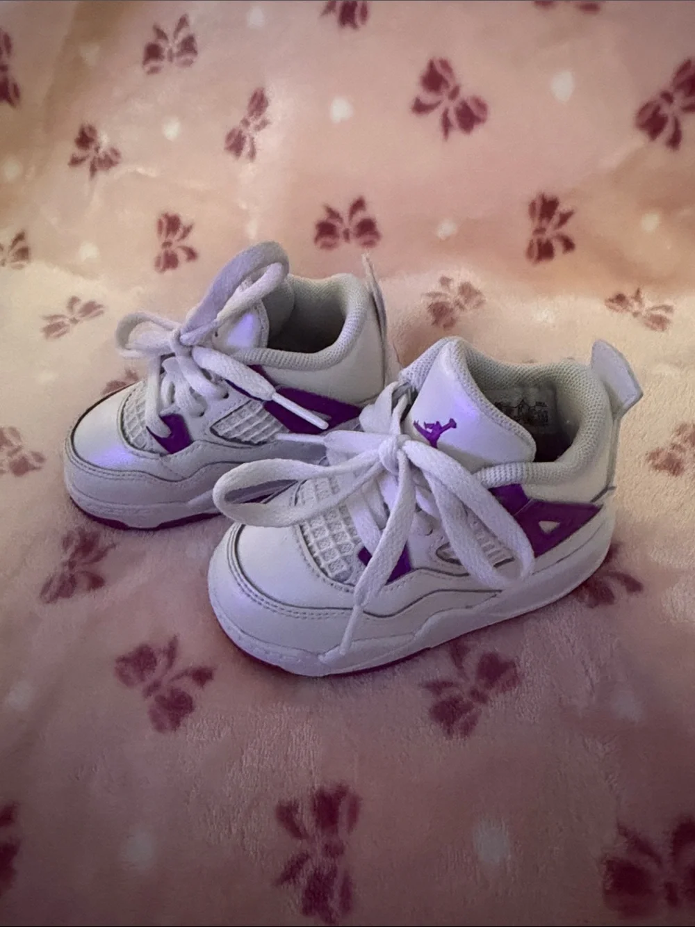 Jordan Baby Sneakers in White with Purple Accents